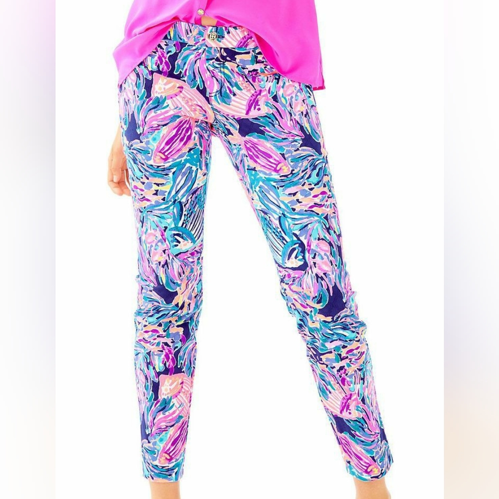 Lilly Pulitzer Pants Kelly Summer NEW Small 6 Cropped Seas the Day Blue